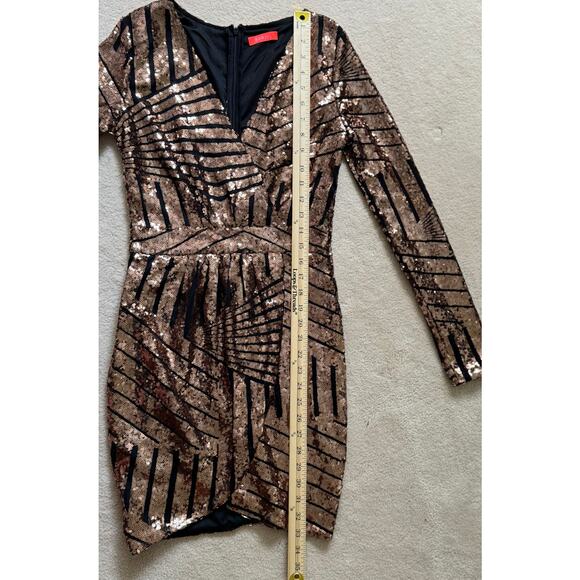 Banjul Faux Wrap Black Rose Gold Sequence Cocktail Party Dress Women's Size S - Picture 11 of 13